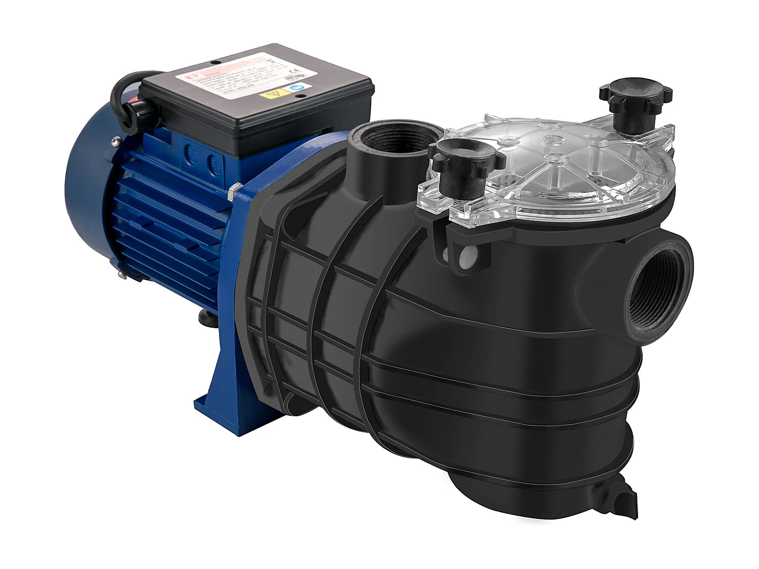 Pompe Piscine Filtration SucceBuy 15000 L/h Pompe Circulation Eau Panier Filtre Amovible 1 HP 750W 3450 tr/min 50 ℃ 2 Tuyaux Montage