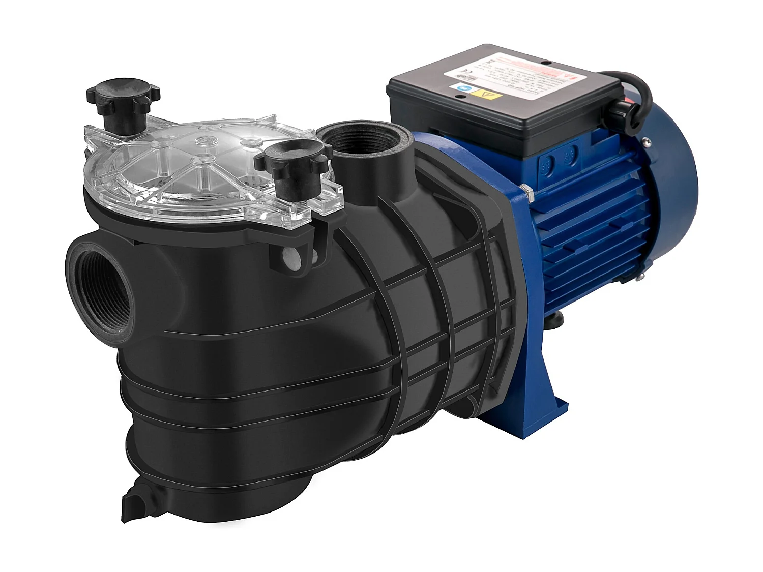 Pompe Piscine Filtration SucceBuy 15000 L/h Pompe Circulation Eau Panier Filtre Amovible 1 HP 750W 3450 tr/min 50 ℃ 2 Tuyaux Montage