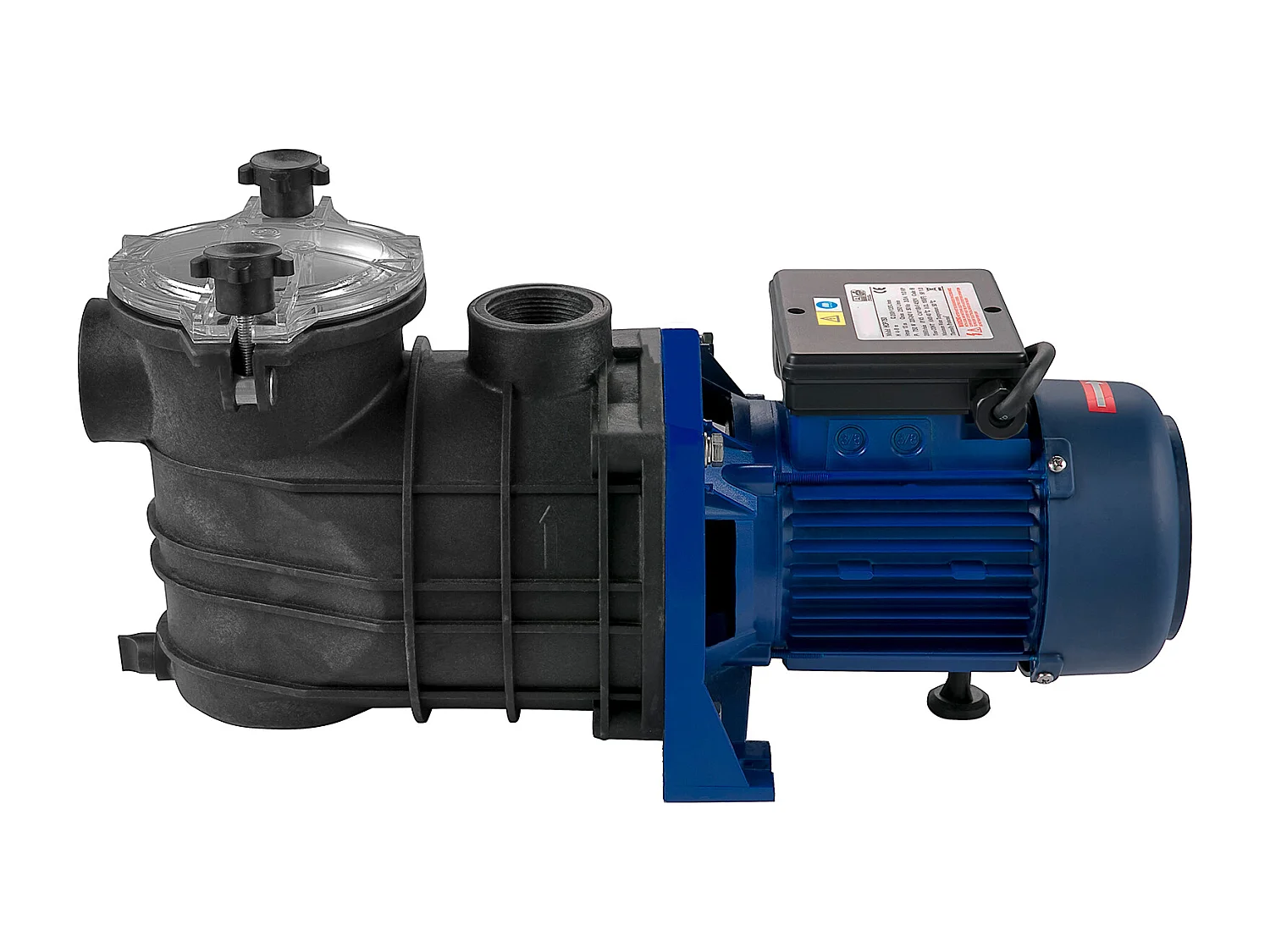 Pompe Piscine Filtration SucceBuy 15000 L/h Pompe Circulation Eau Panier Filtre Amovible 1 HP 750W 3450 tr/min 50 ℃ 2 Tuyaux Montage