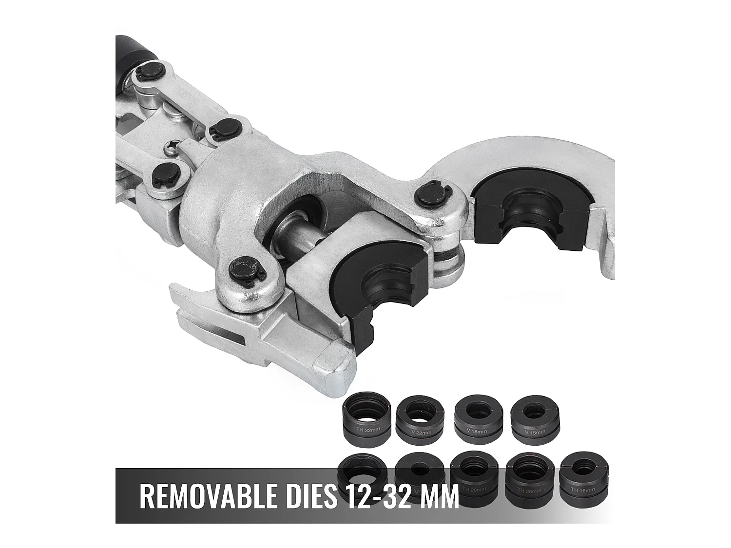 Outil de Sertissage SucceBuy TH/V 12-28/16-32 Kit de Pince de Sertissage Multicouche Force de Pression 6 T Sertisseuse Tête Pivotante à 360°