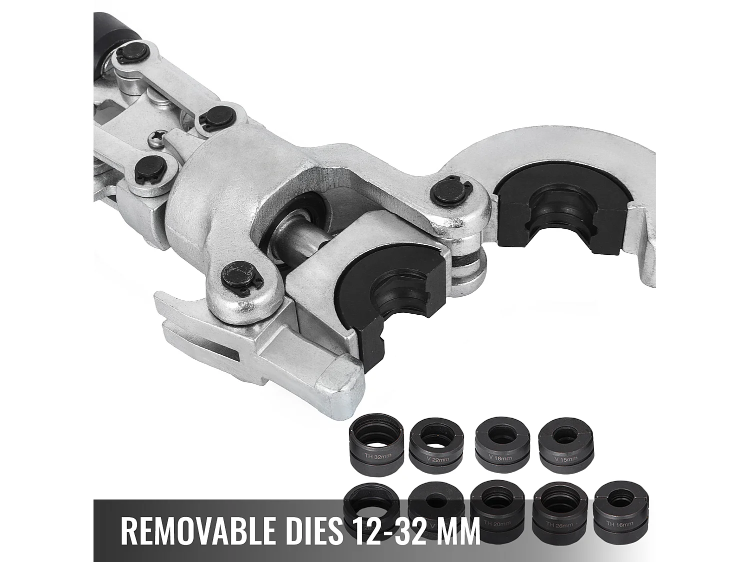 Outil de Sertissage SucceBuy TH/V 12-28/16-32 Kit de Pince de Sertissage Multicouche Force de Pression 6 T Sertisseuse Tête Pivotante à 360°