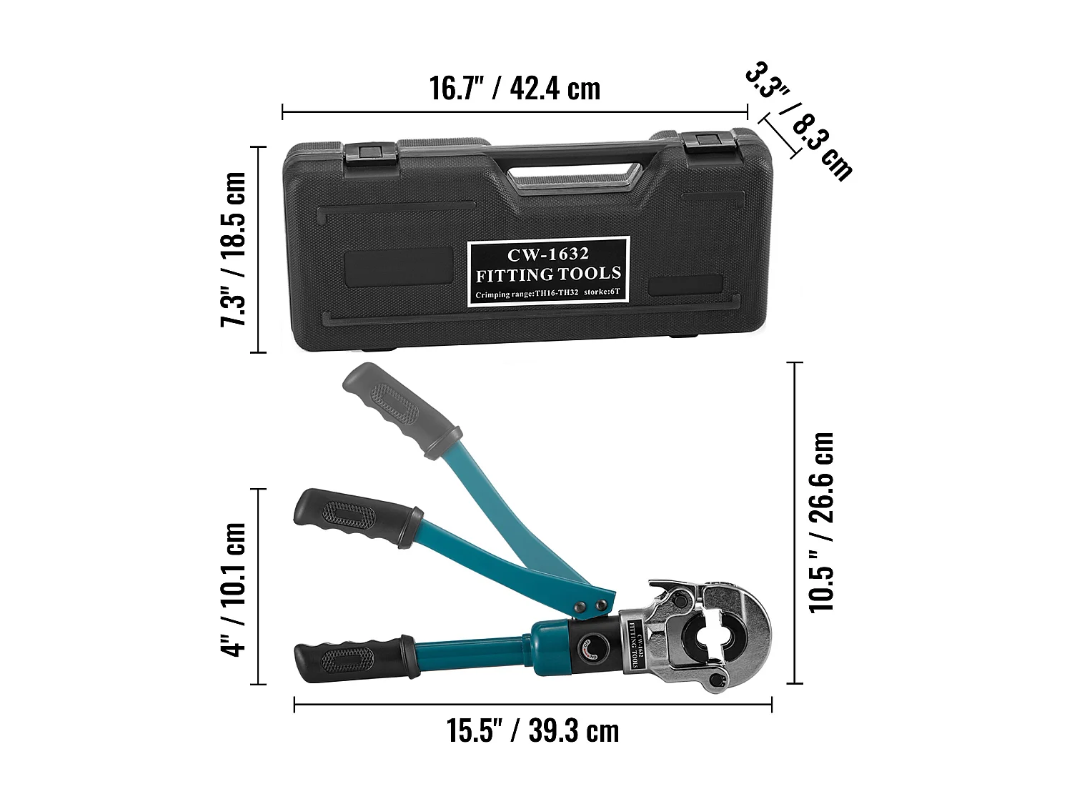 Herramienta de Crimpado SucceBuy Hidráulica SucceBuy de Ø 16-32 mm para Tubos y Conexiones Compuestas, Perfil de Crimpado TH