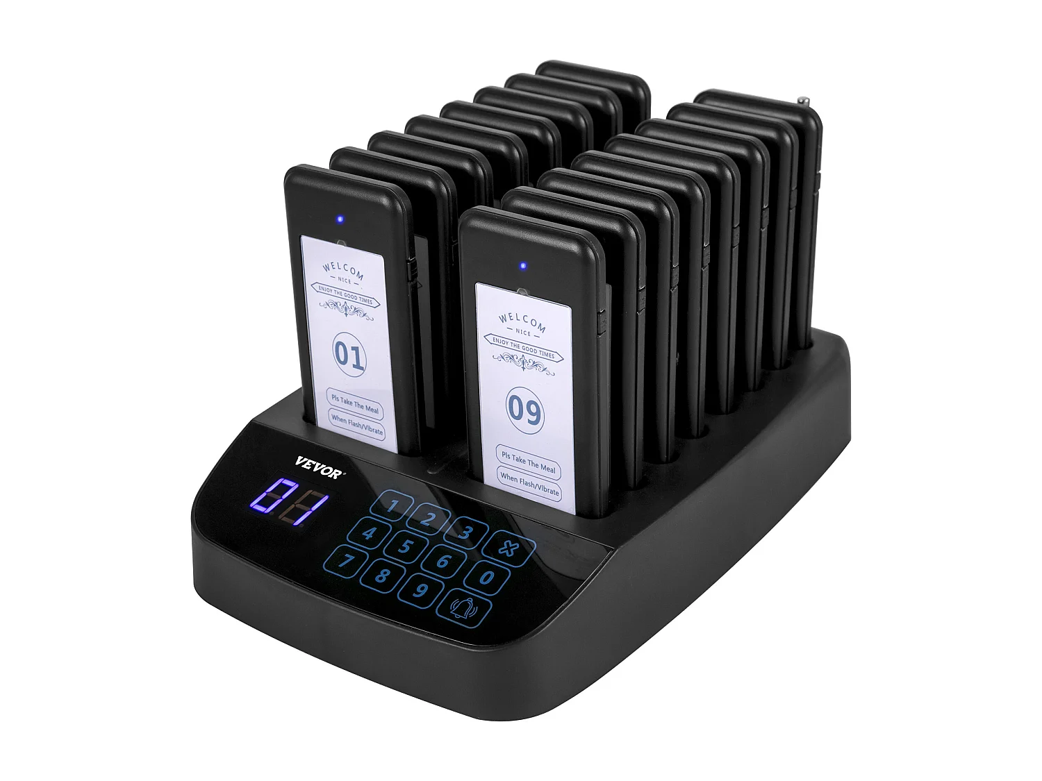 Kanal-Pager-System SucceBuy 20H 98-Kanal, Kabelloses Anrufsystem, Restaurant-Pager, Touchscreen, 16 Page