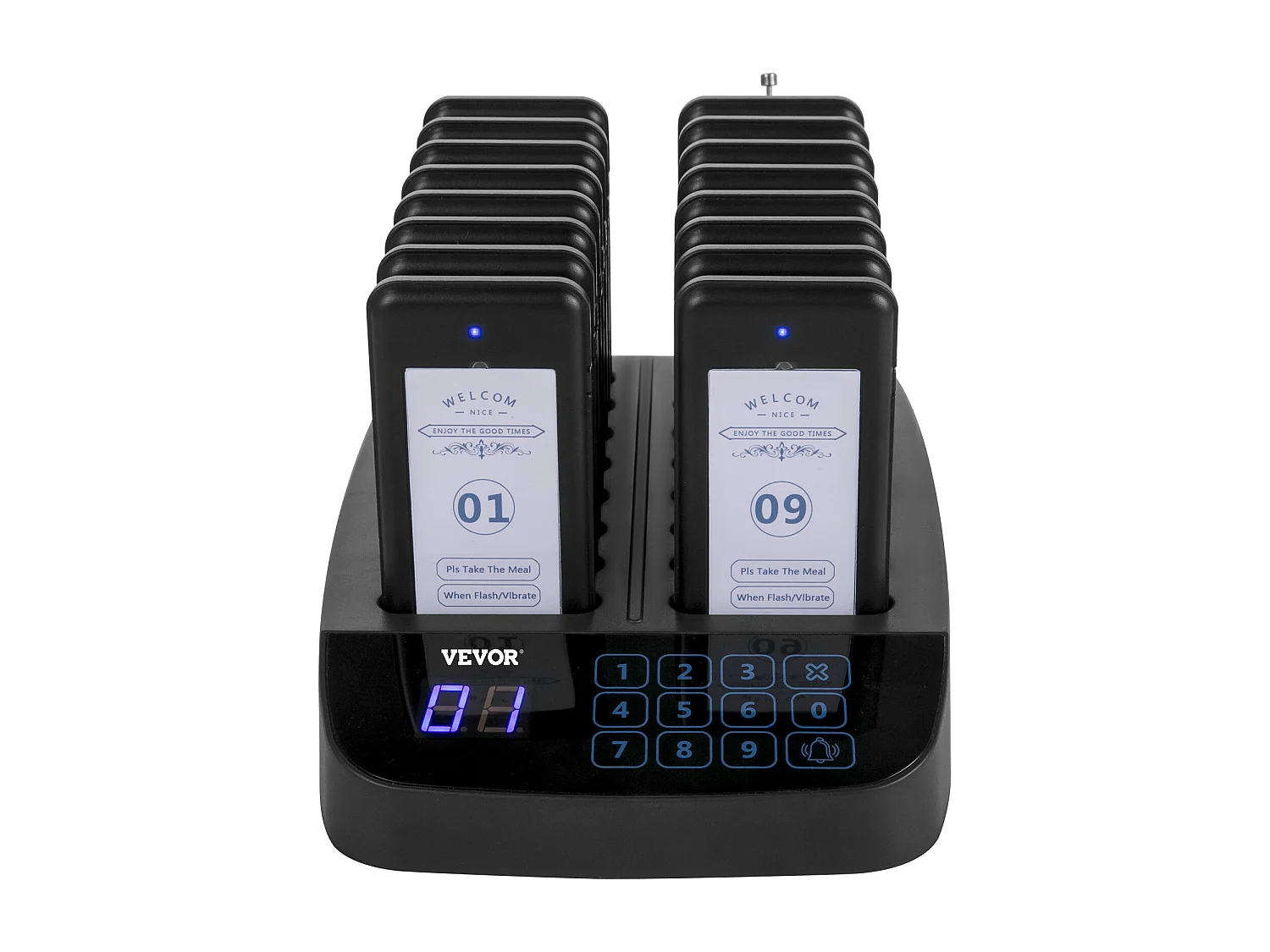 Kanal-Pager-System SucceBuy 20H 98-Kanal, Kabelloses Anrufsystem, Restaurant-Pager, Touchscreen, 16 Page