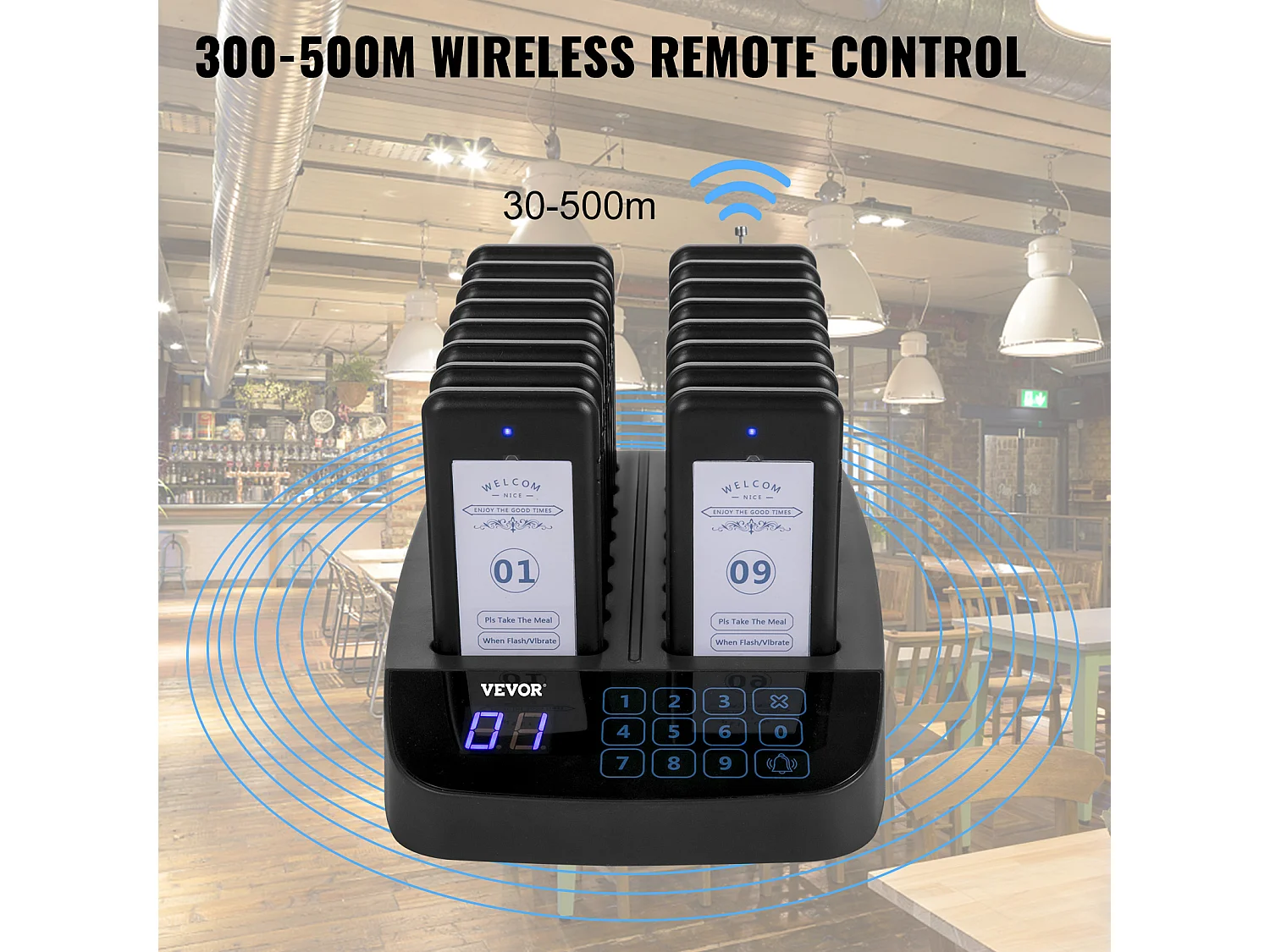 Système de Téléavertisseur SucceBuy 20 H 98 Canaux Système d'Appel sans Fil Téléavertisseur Restaurant Écran Tactile 16 Téléavertisseurs