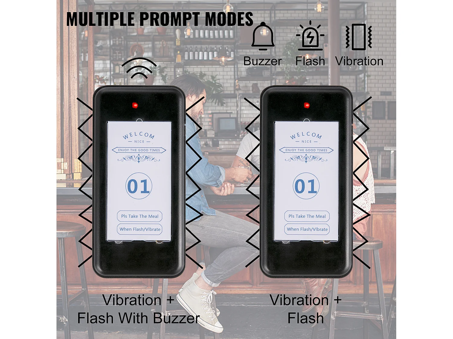 Système de Téléavertisseur SucceBuy 20 H 98 Canaux Système d'Appel sans Fil Téléavertisseur Restaurant Écran Tactile 16 Téléavertisseurs