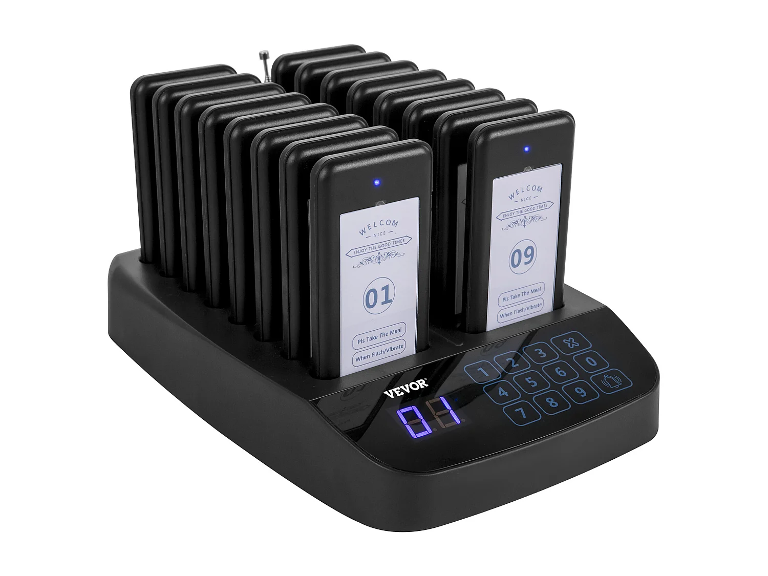 Système de Téléavertisseur SucceBuy 20 H 98 Canaux Système d'Appel sans Fil Téléavertisseur Restaurant Écran Tactile 16 Téléavertisseurs