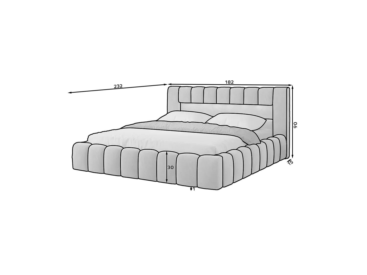 Bett Hero  M (160x200)/Stoff-Anthrazit