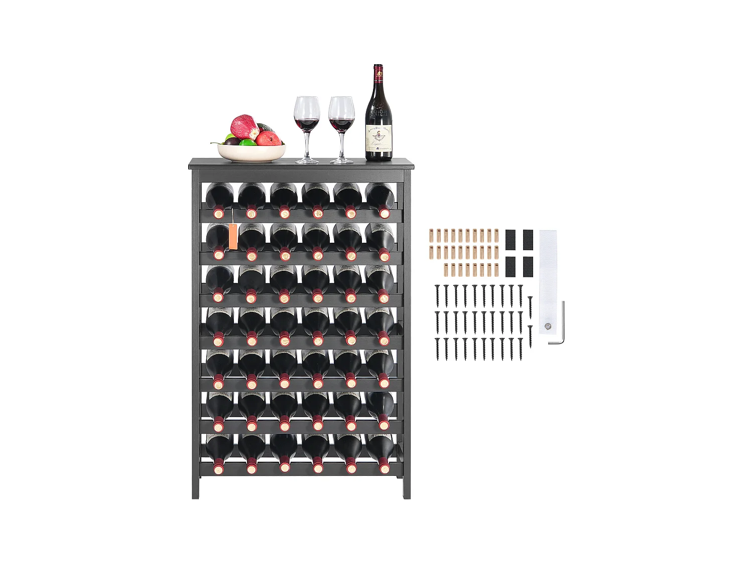 Casier à Vin, SucceBuy Casier à Vin Modulaire en Bambou pour 42 Bouteilles à 7 Niveaux avec Étagère de Présentation de Table