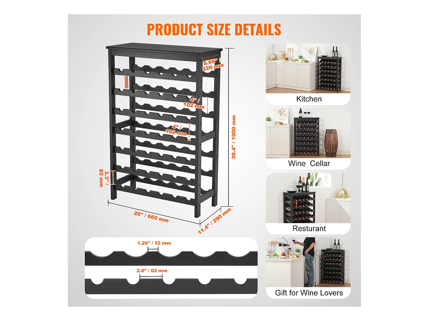 Casier à Vin, SucceBuy Casier à Vin Modulaire en Bambou pour 42 Bouteilles à 7 Niveaux avec Étagère de Présentation de Table