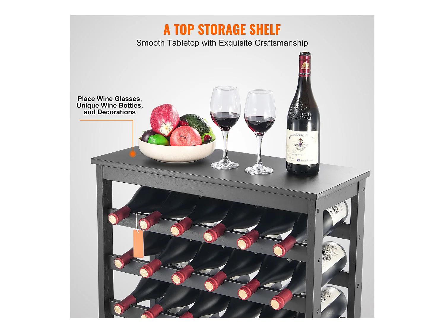 Casier à Vin, SucceBuy Casier à Vin Modulaire en Bambou pour 42 Bouteilles à 7 Niveaux avec Étagère de Présentation de Table