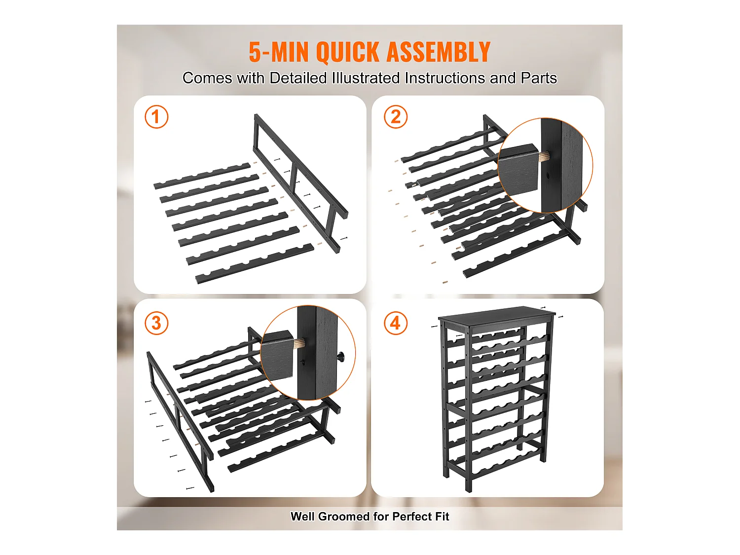 Casier à Vin, SucceBuy Casier à Vin Modulaire en Bambou pour 42 Bouteilles à 7 Niveaux avec Étagère de Présentation de Table