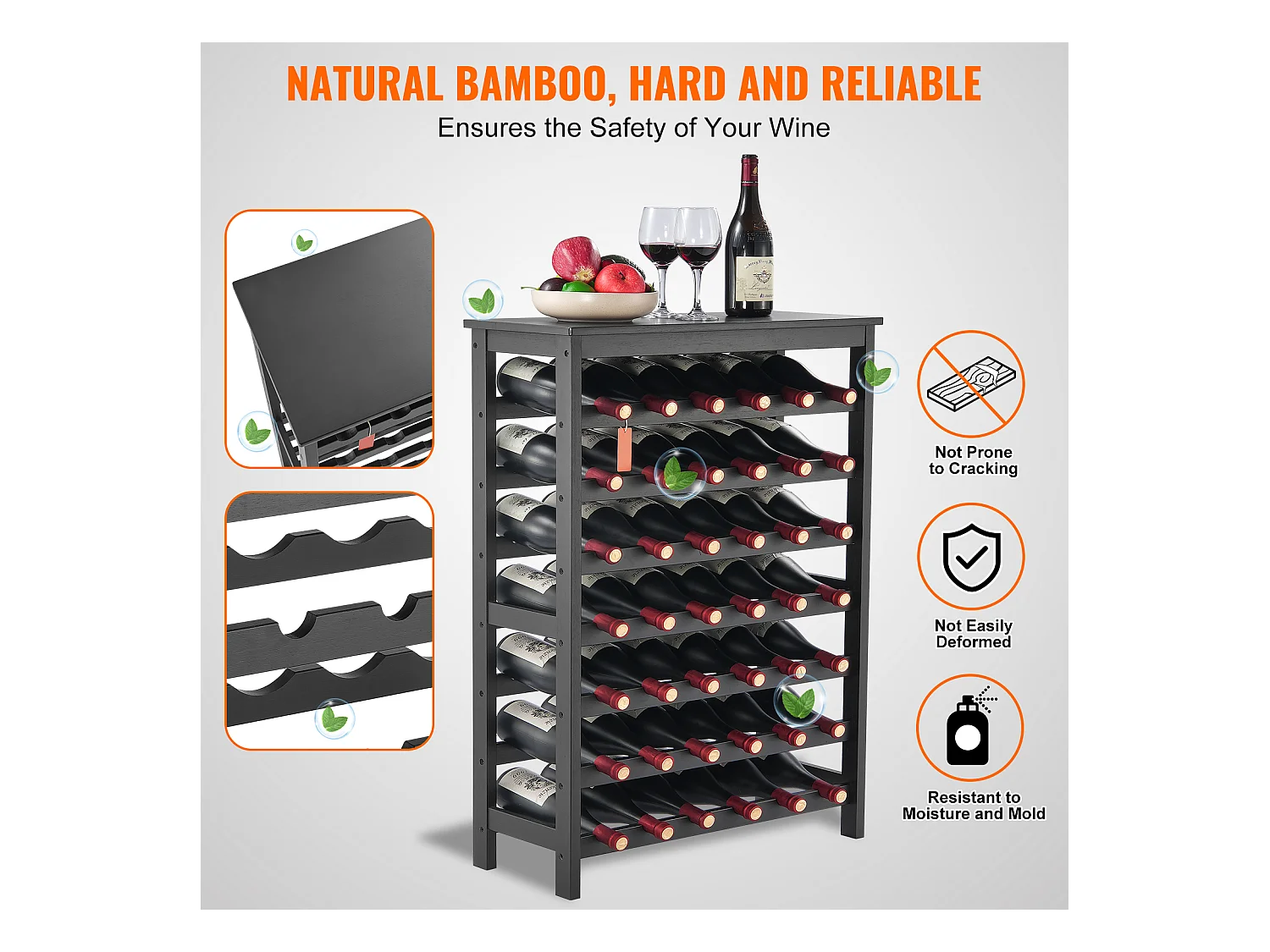 Casier à Vin, SucceBuy Casier à Vin Modulaire en Bambou pour 42 Bouteilles à 7 Niveaux avec Étagère de Présentation de Table