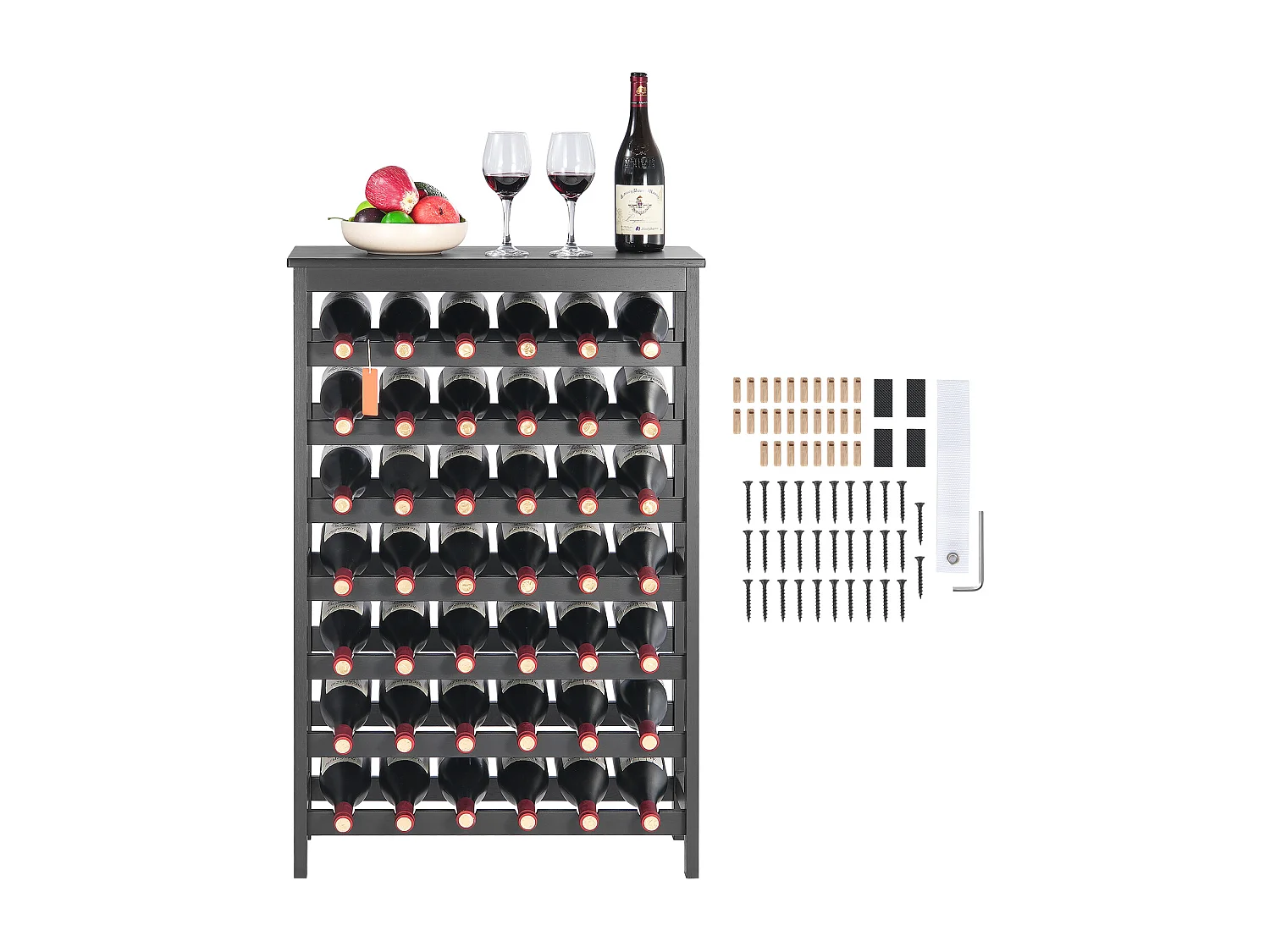 Weinregal, SucceBuy 42 Flaschen 7-stöckiges Modulares Bambus-Weinregal mit Tischregal