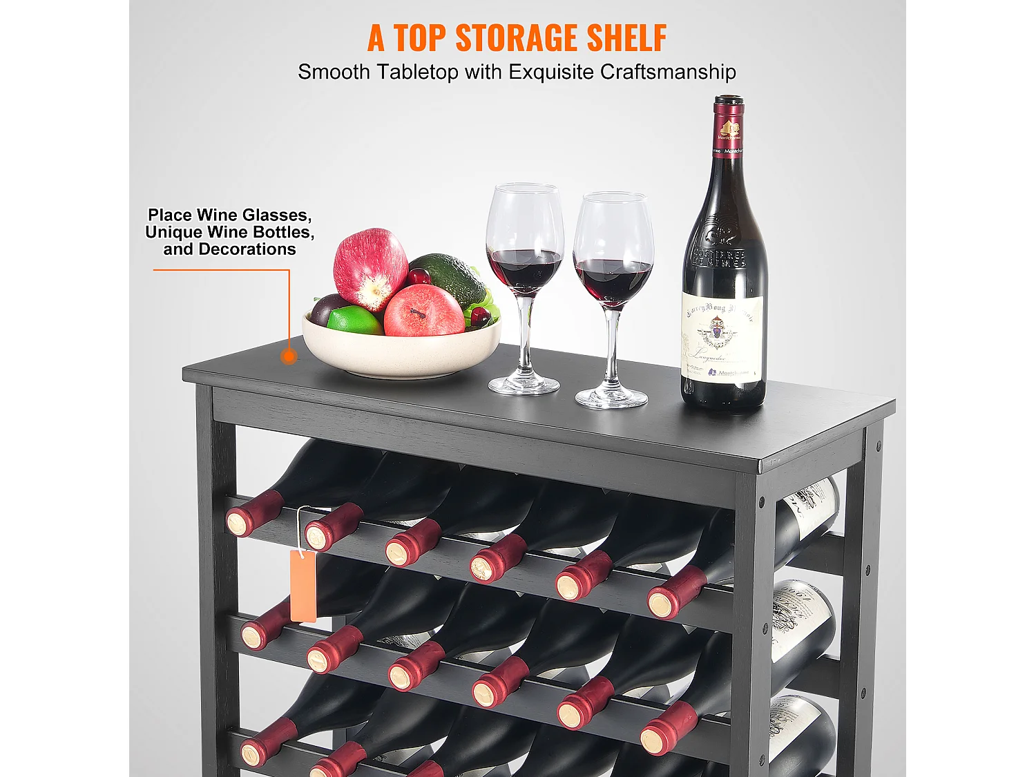 Weinregal, SucceBuy 42 Flaschen 7-stöckiges Modulares Bambus-Weinregal mit Tischregal