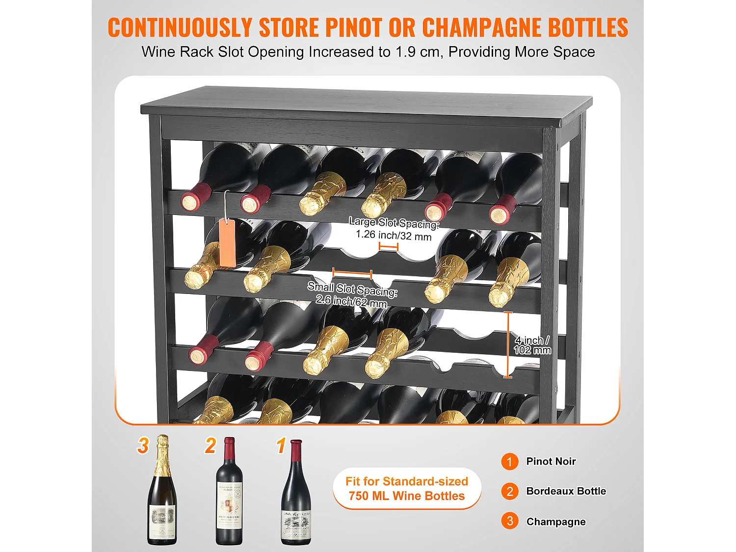 Weinregal, SucceBuy 42 Flaschen 7-stöckiges Modulares Bambus-Weinregal mit Tischregal