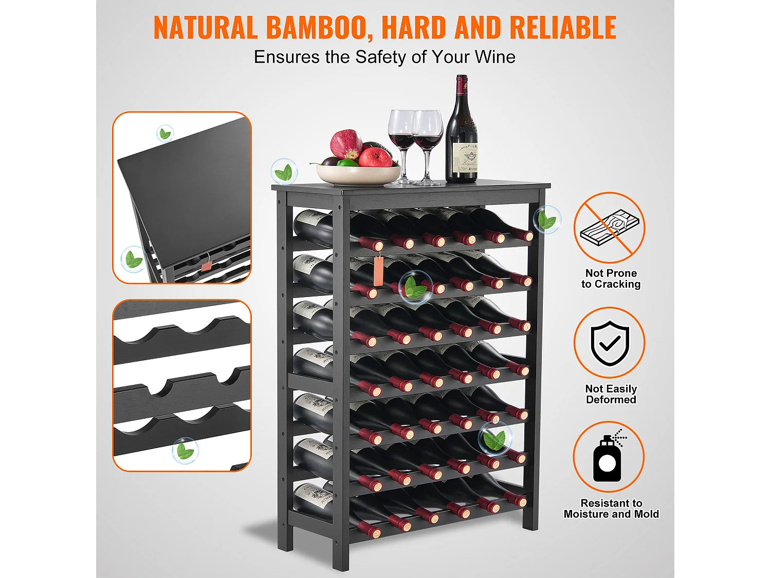 Weinregal, SucceBuy 42 Flaschen 7-stöckiges Modulares Bambus-Weinregal mit Tischregal