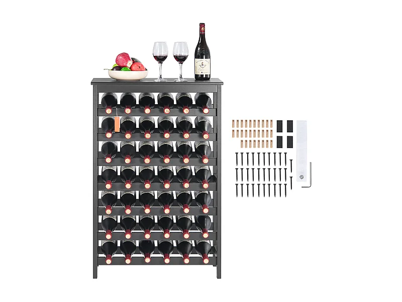 Weinregal, SucceBuy 42 Flaschen 7-stöckiges Modulares Bambus-Weinregal mit Tischregal