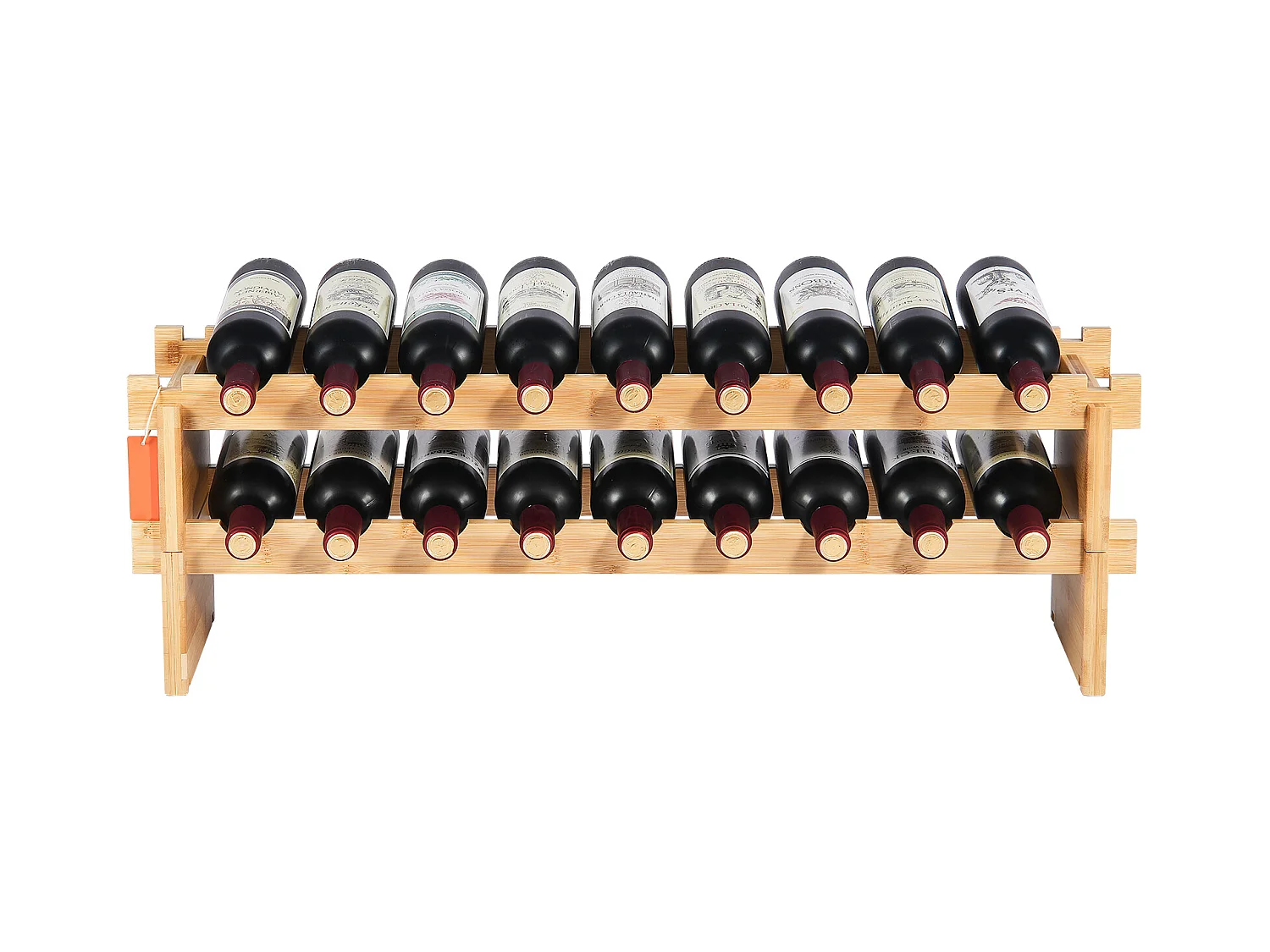 Casier à Vin, SucceBuy Casier à Vin Modulaire Empilable à 2 Niveaux pour 18 Bouteilles, Étagère en Bois de Bambou Naturel