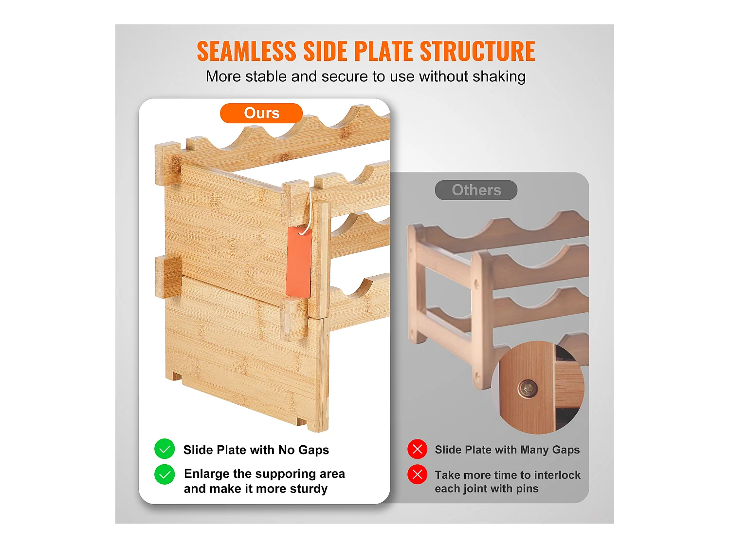 Casier à Vin, SucceBuy Casier à Vin Modulaire Empilable à 2 Niveaux pour 18 Bouteilles, Étagère en Bois de Bambou Naturel