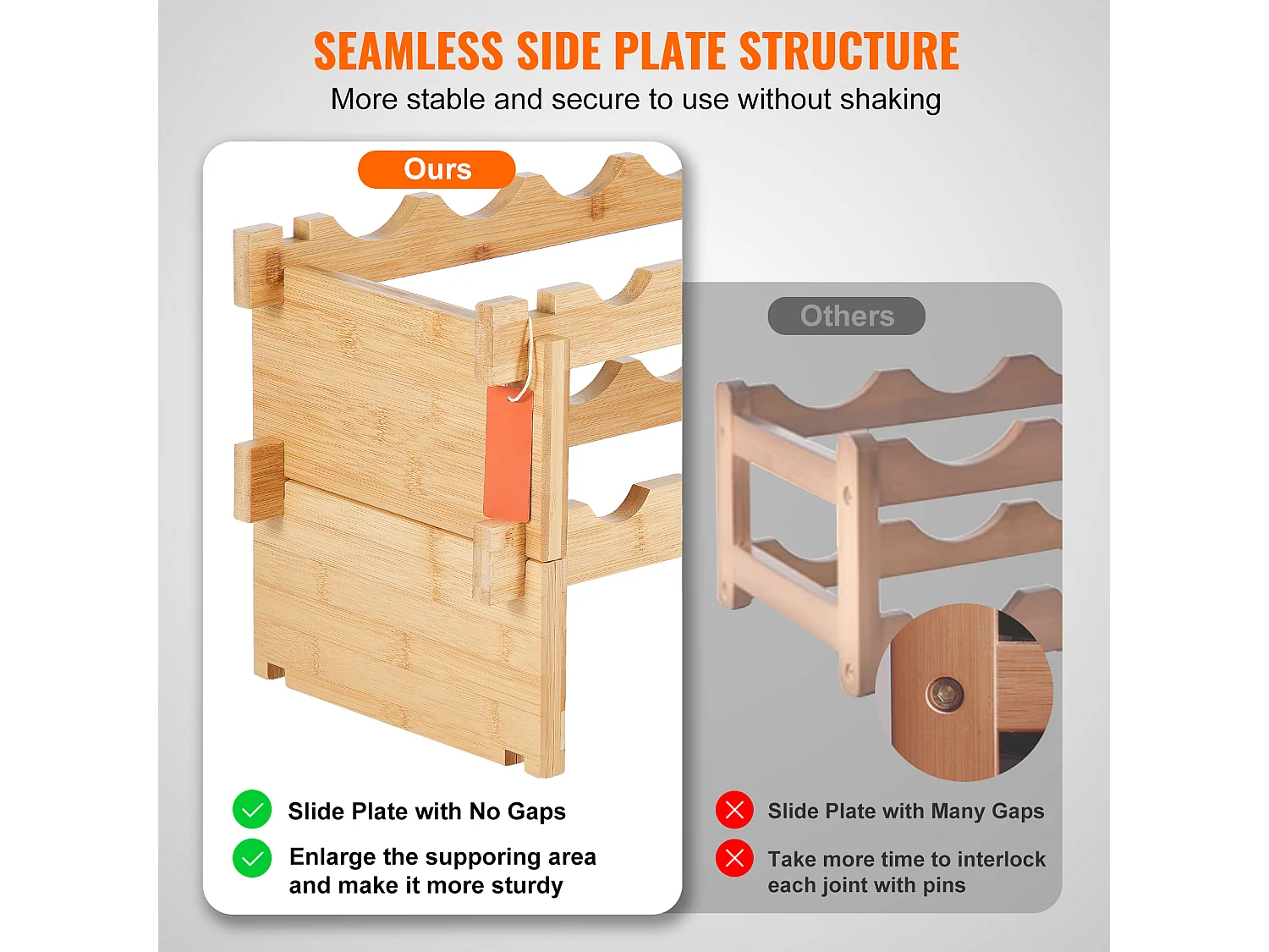 Casier à Vin, SucceBuy Casier à Vin Modulaire Empilable à 2 Niveaux pour 18 Bouteilles, Étagère en Bois de Bambou Naturel