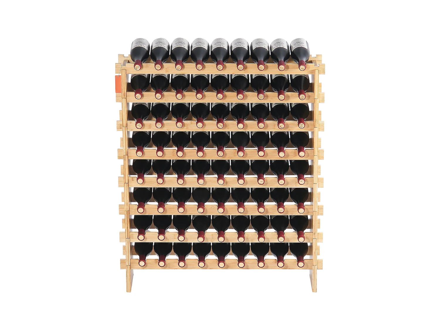 Stojak na Wino, SucceBuy 8-poziomowy Modułowy Stojak na Wino na 72 Butelki, Półka z Drewna Bambusowego