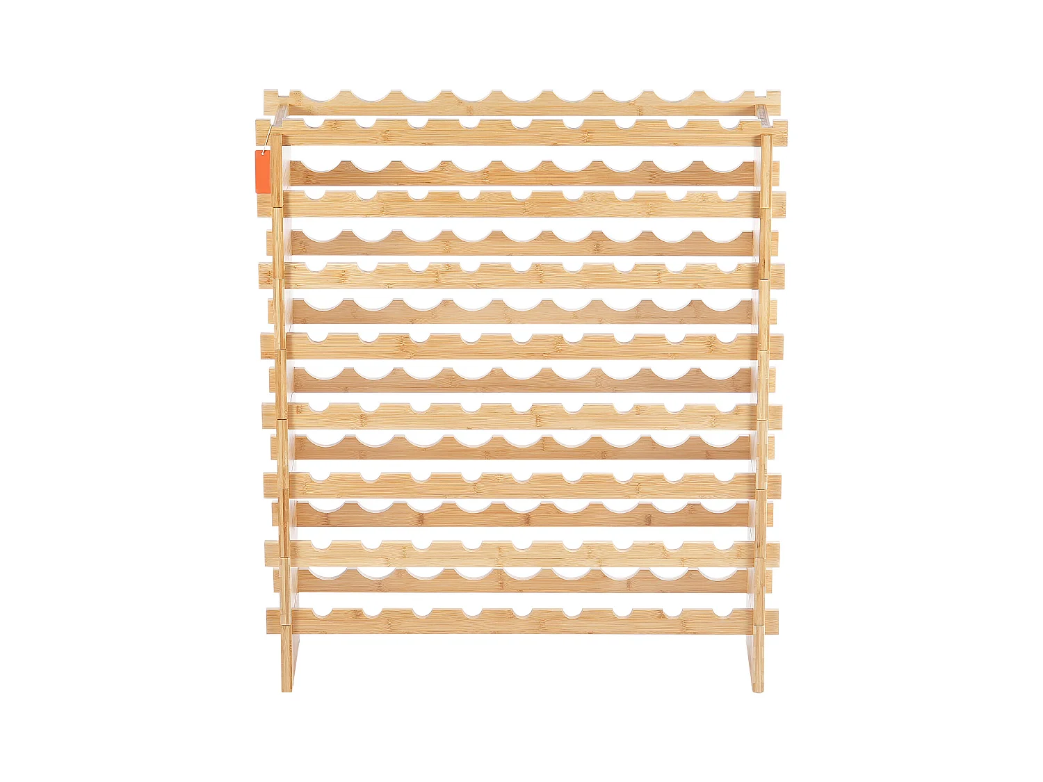 Stojak na Wino, SucceBuy 8-poziomowy Modułowy Stojak na Wino na 72 Butelki, Półka z Drewna Bambusowego