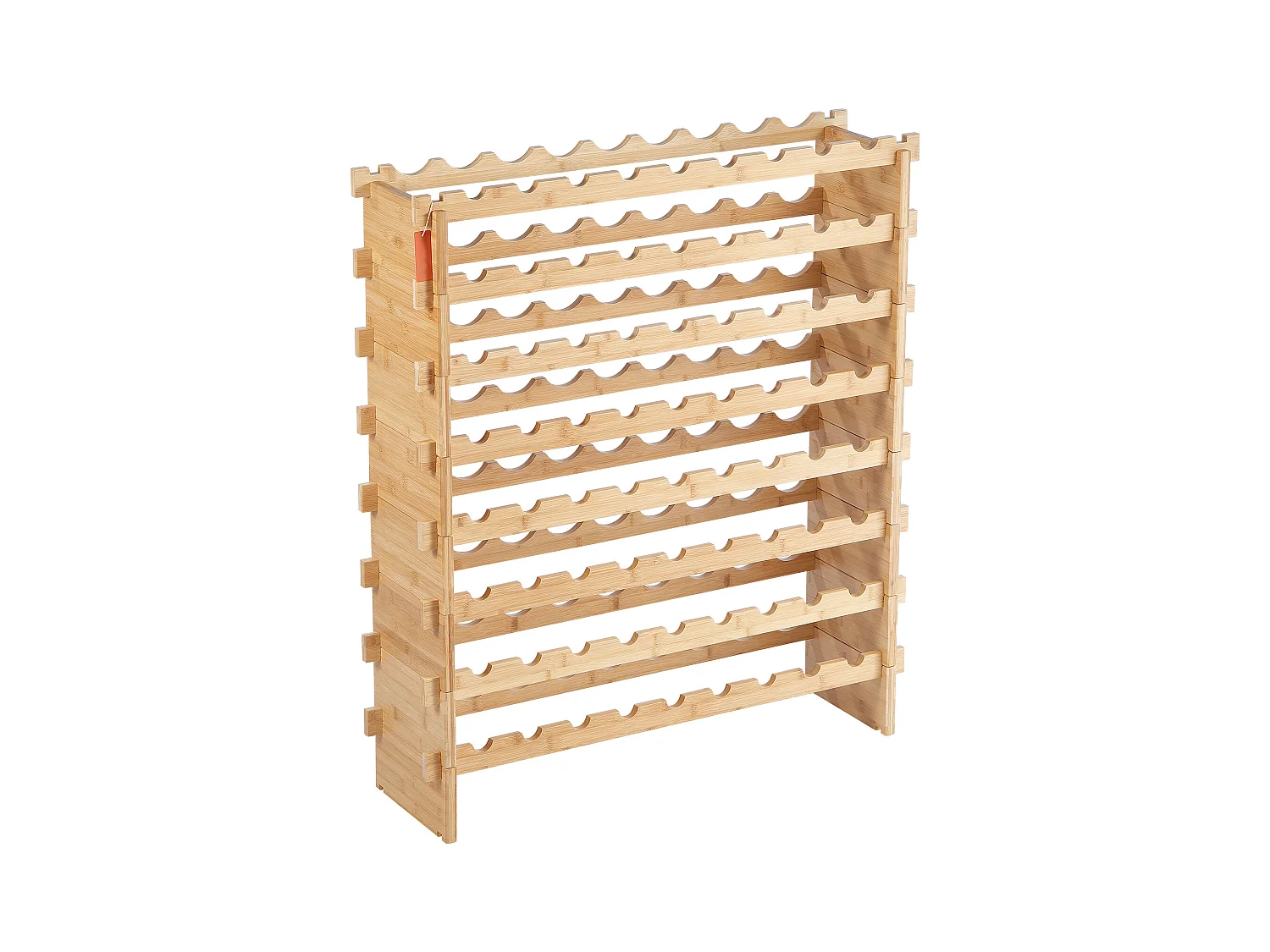 Stojak na Wino, SucceBuy 8-poziomowy Modułowy Stojak na Wino na 72 Butelki, Półka z Drewna Bambusowego