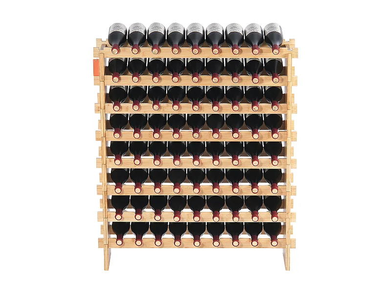 Weinregal, SucceBuy 8-stöckiges Modulares Weinregal für 72 Flaschen, Regal aus Bambusholz