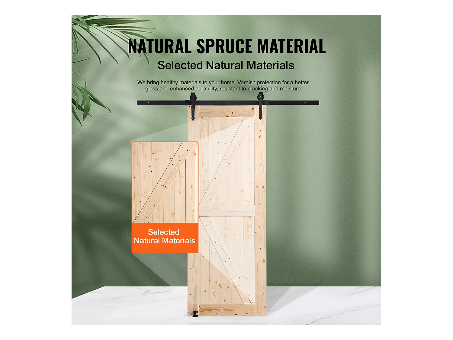 Kit de Porte SucceBuy de Grange et de Quincaillerie Kit de Porte de Grange Coulissante en Bois de 76.2Cm x213.3Cm en Douceur