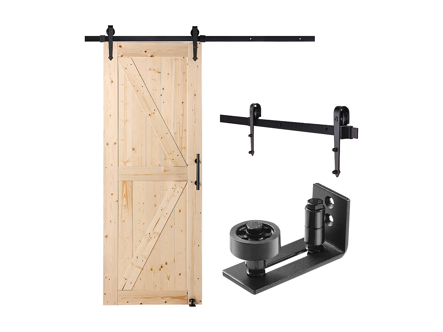 Kit de Porte SucceBuy de Grange et de Quincaillerie Kit de Porte de Grange Coulissante en Bois de 76.2Cm x213.3Cm en Douceur