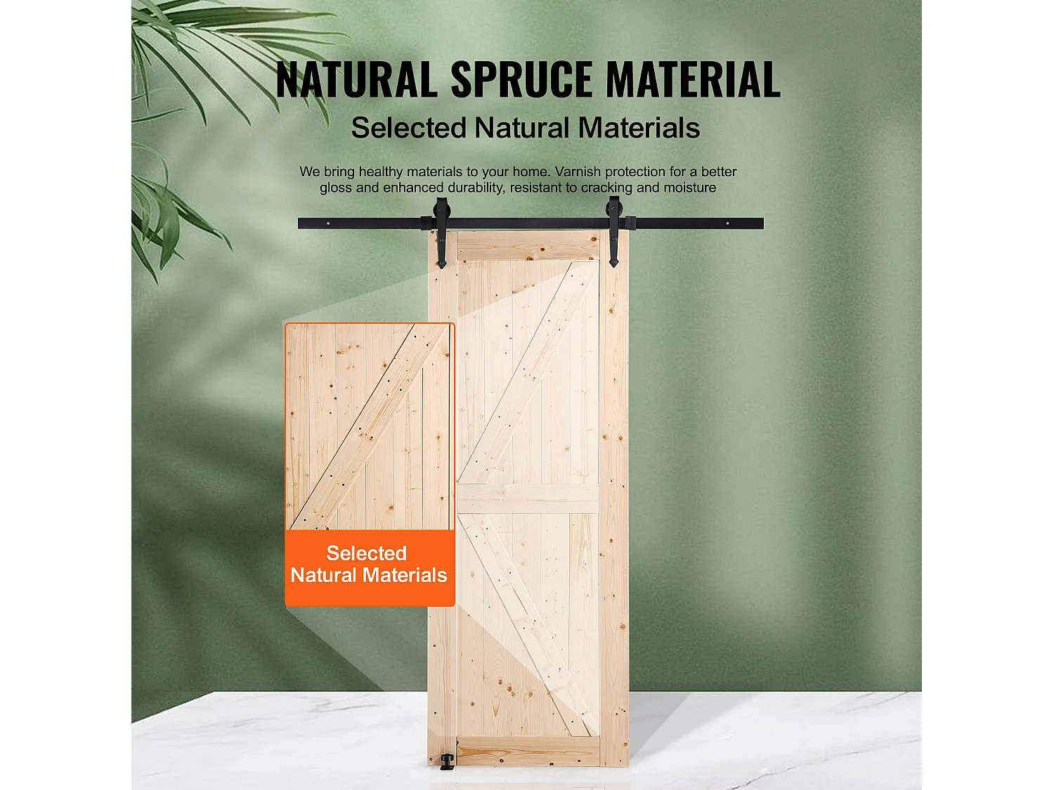 Kit de Porte SucceBuy de Grange et de Quincaillerie Kit de Porte de Grange Coulissante en Bois de 76.2Cm x213.3Cm en Douceur
