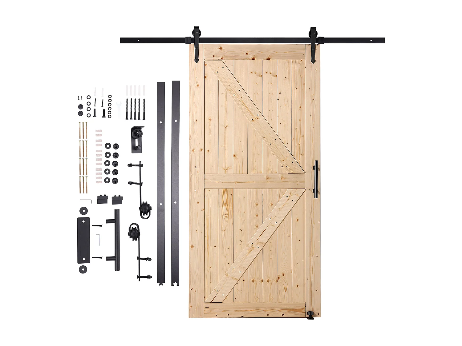 Schuurdeur en Hardwarekit SucceBuy 76.2Cm x 106.7Cm Houten Schuifdeurkit Glad