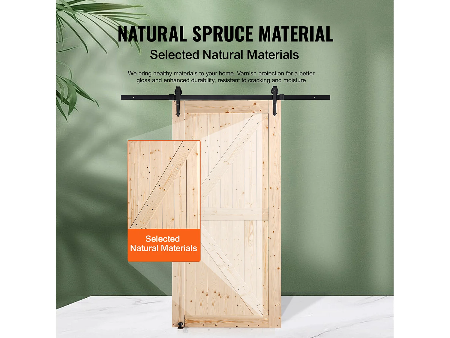 Schuurdeur en Hardwarekit SucceBuy 76.2Cm x 106.7Cm Houten Schuifdeurkit Glad