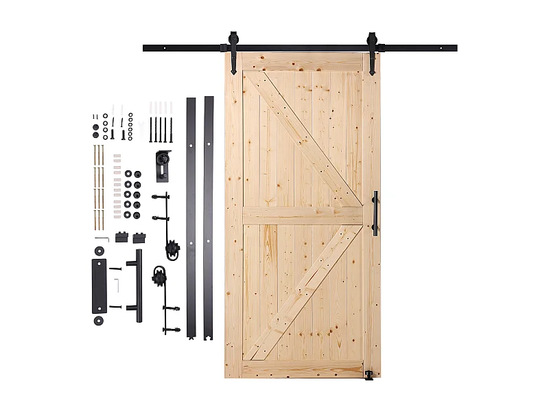 Schuurdeur en Hardwarekit SucceBuy 76.2Cm x 106.7Cm Houten Schuifdeurkit Glad