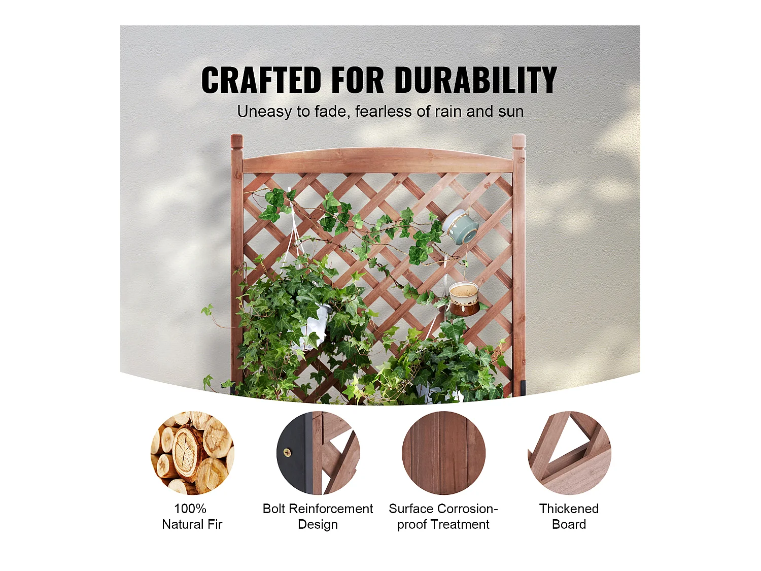 Jardinière Surélevée SucceBuy en Bois Avec Treillis, Jardinière Extérieure, pour Jardins, Parcs et Espaces Verts