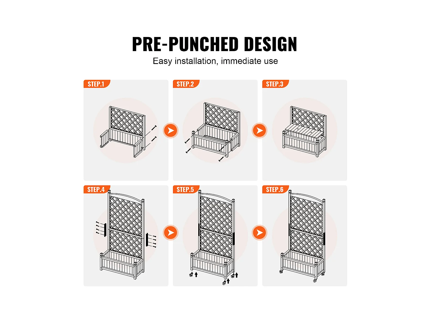 Jardinière Surélevée SucceBuy en Bois Avec Treillis, Jardinière Extérieure, pour Jardins, Parcs et Espaces Verts