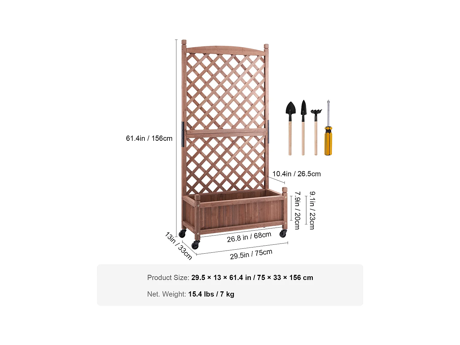 Hoge Tuinbak SucceBuy van Hout met Klimrek, Tuinbak Buiten, voor Tuinen, Parken en Groene Ruimtes