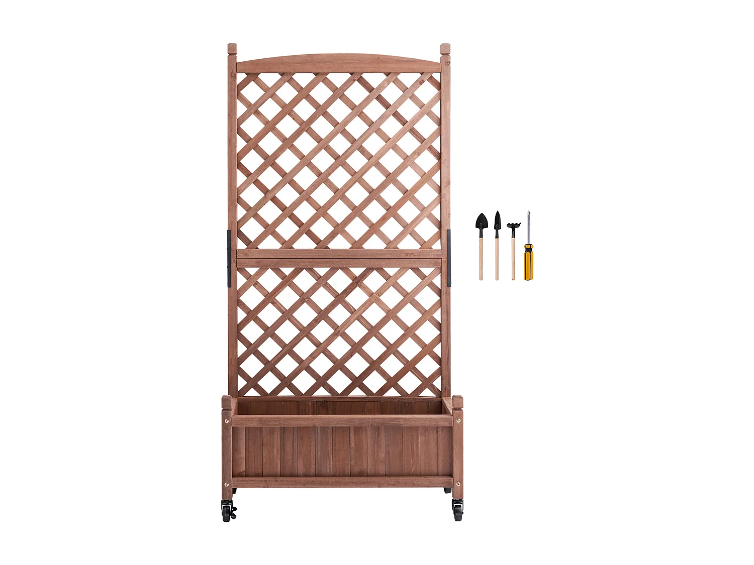 Jardinière Surélevée SucceBuy en Bois Avec Treillis, Jardinière Extérieure, pour Jardins, Parcs et Espaces Verts