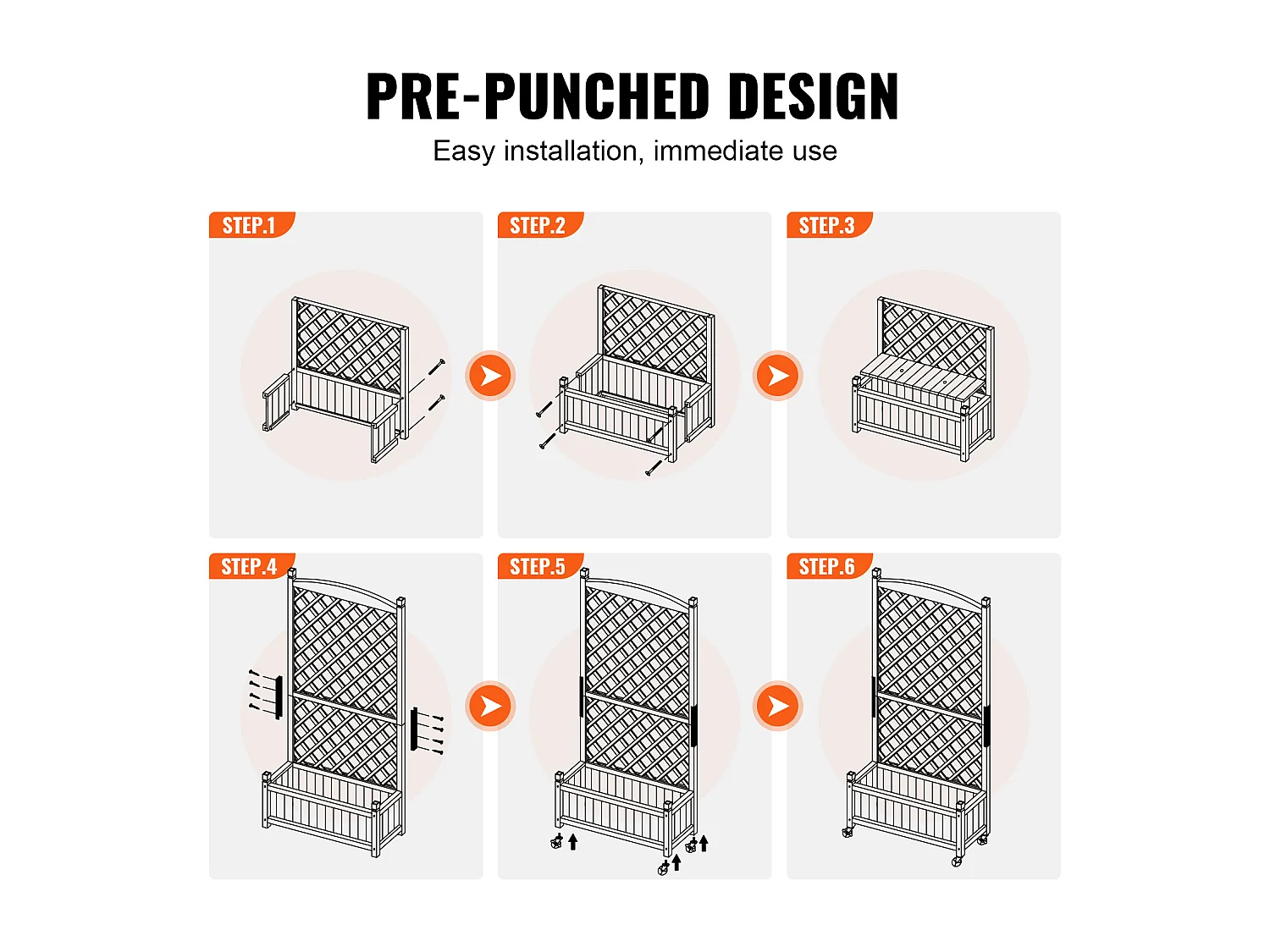 Jardinière Surélevée SucceBuy en Bois Avec Treillis, Jardinière Extérieure, pour Jardins, Parcs et Espaces Verts