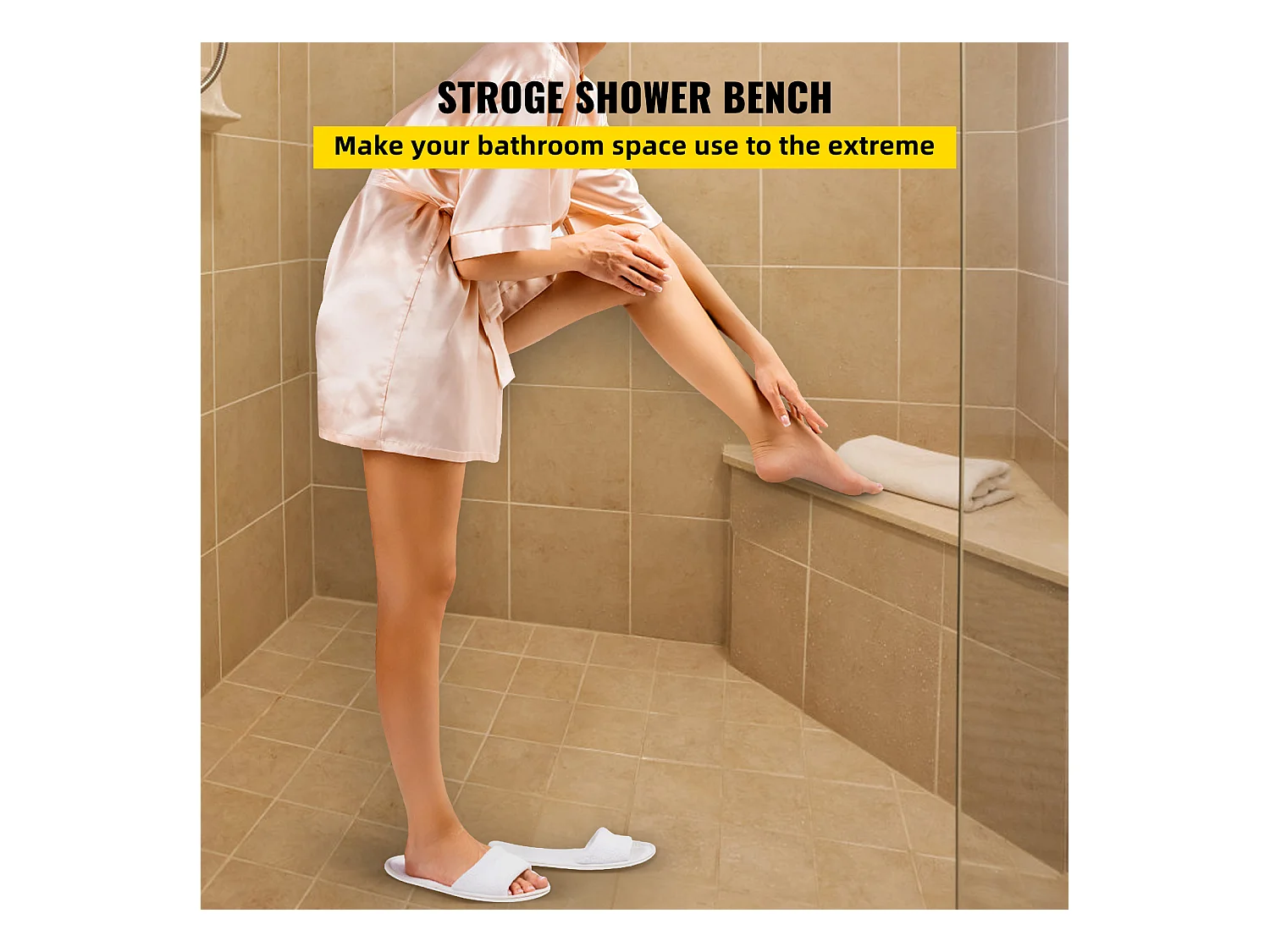 Tabouret de Douche, SucceBuy Banc de Douche Triangulaire, Prêt à Carreler et Imperméable, 57 x 40 x 50 cm