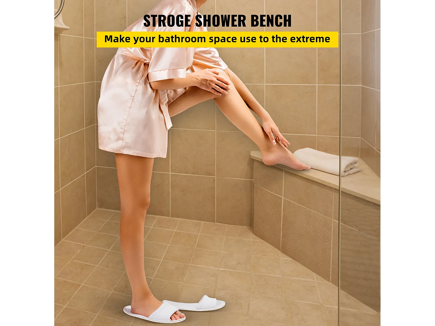 Duschhocker, SucceBuy Dreieckige Duschbank, Fertig zum Befliesen und Wasserfest, 57 x 40 x 50 cm