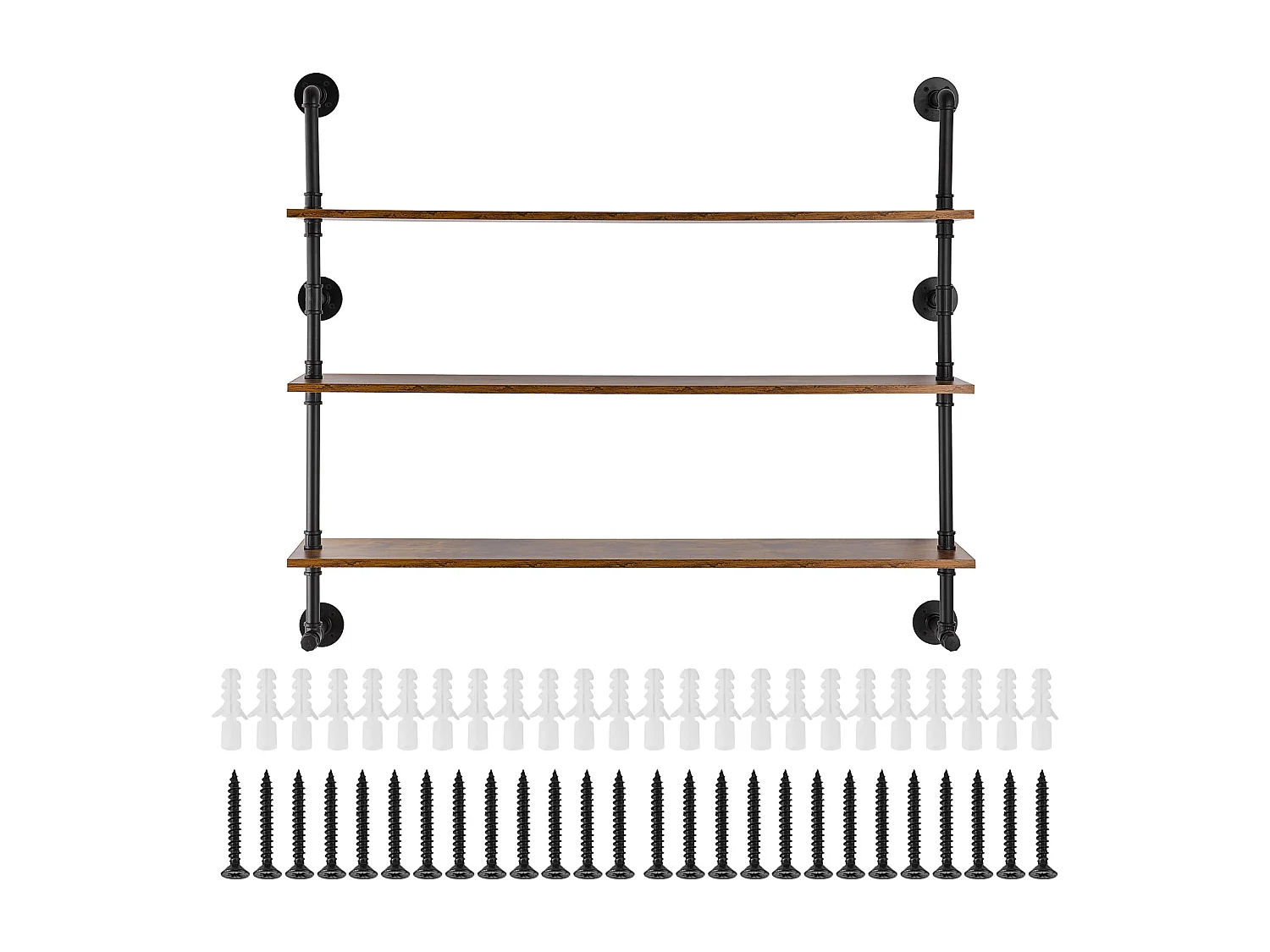 Étagère Mural, Étagère Industrielle à 3 Niveaux, 122 x 25 CM, Montage Mural pour Cuisine, Chambre à Coucher