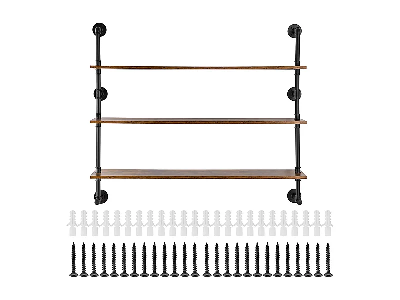 Étagère Mural, Étagère Industrielle à 3 Niveaux, 122 x 25 CM, Montage Mural pour Cuisine, Chambre à Coucher