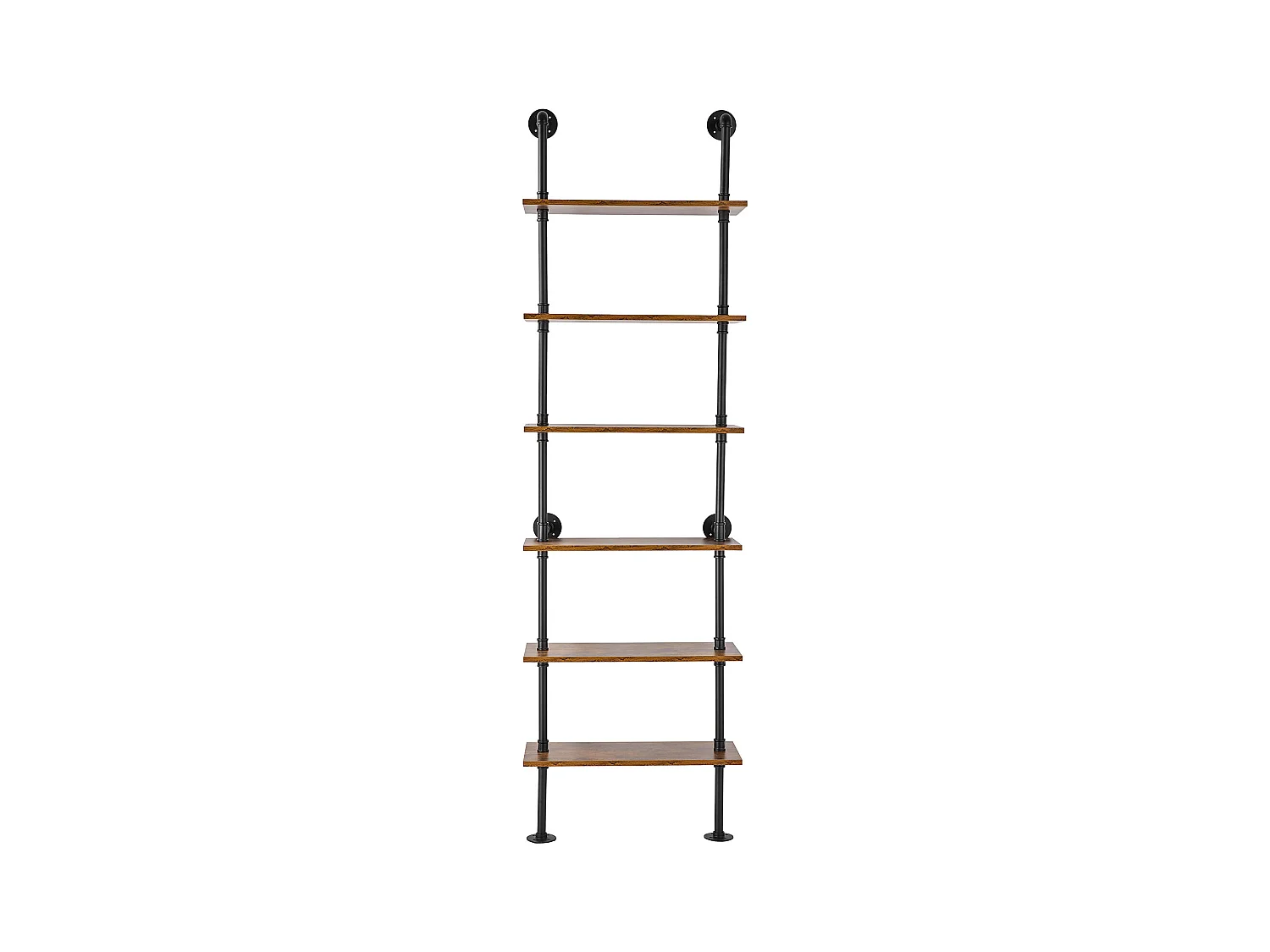 Étagère SucceBuy Étagère à 6 Niveaux 62 x 25 CM, Fixation Murale, Rangement, Bois/Métal, Noir, Salon