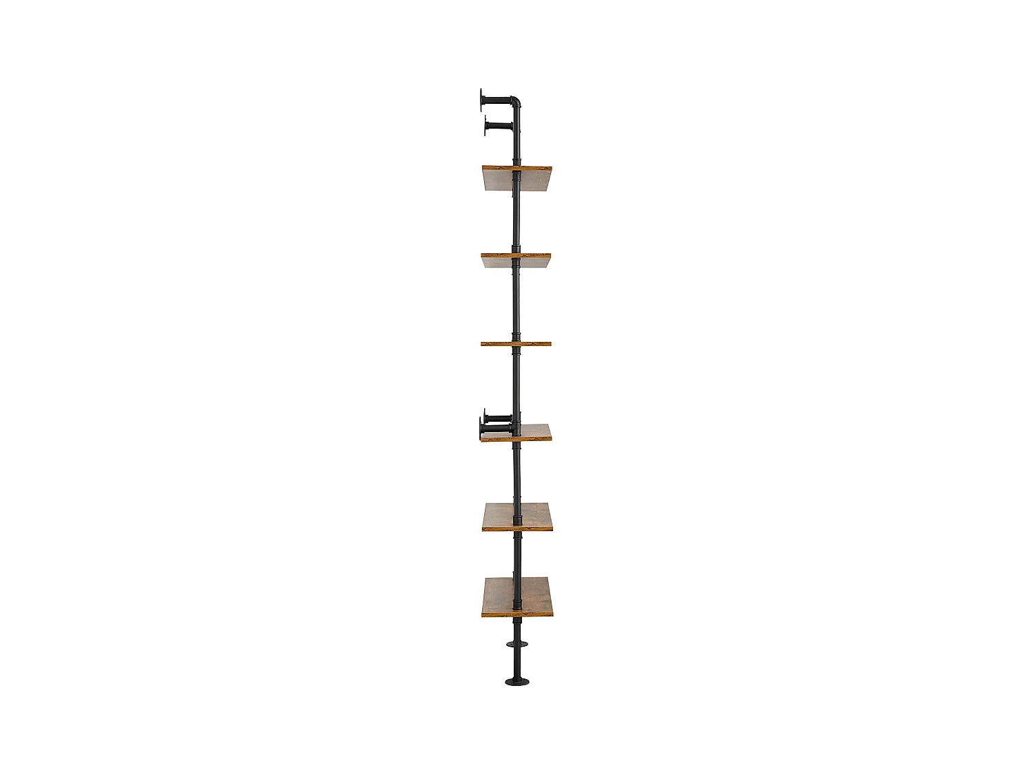 Étagère SucceBuy Étagère à 6 Niveaux 62 x 25 CM, Fixation Murale, Rangement, Bois/Métal, Noir, Salon