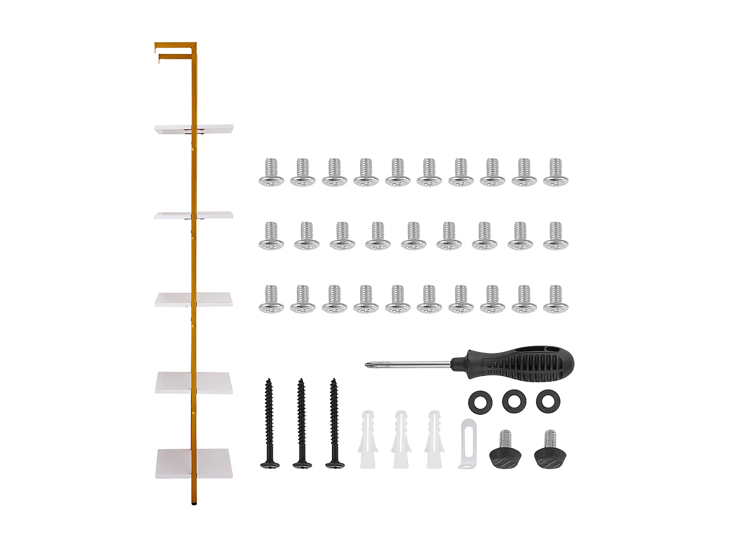 Industrieregal SucceBuy Shelf 5-Stöckiges Quadratisches Wandregal im Industriestil, 40 x 30 cm, Gold und Weiß