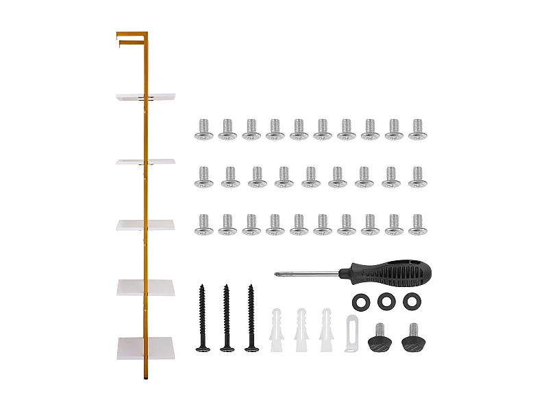 Prateleira SucceBuy Prateleira de Parede Quadrada Industrial Shelf de 5 Níveis, 40 x 30 cm, Dourada e Branca