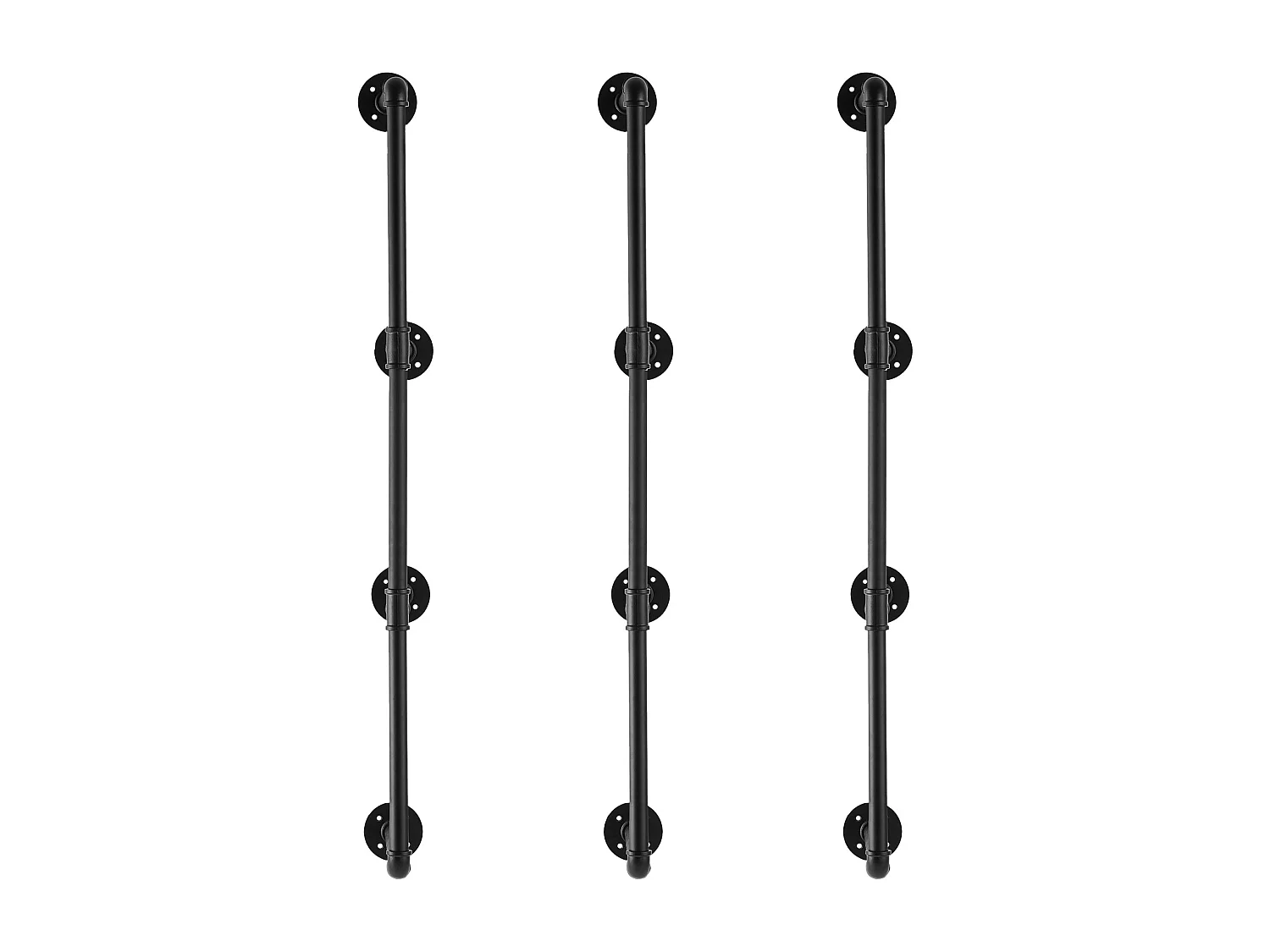 Étagère Mural, Étagère à 4 Niveaux, 3 Pièces, 30cm de Largeur, Montage Mural, Rangement, Bois/Métal, Chambre à Coucher, non Colorée