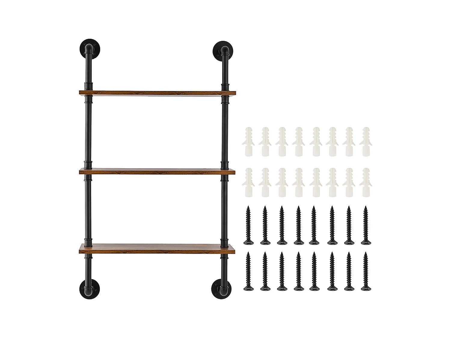 Étagère Mural, Étagère Industrielle à 3 Niveaux, 61 x 20 CM, Montage Mural, Cuisine, Chambre à Coucher